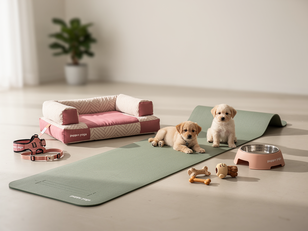 Studio puppynyoga avec tapis spécialisés et accessoires adaptés aux animaux
