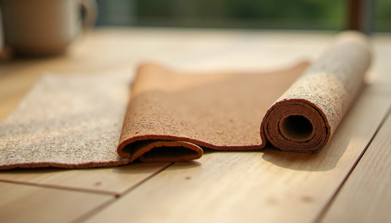 Échantillons de matériaux pour tapis yoga naturel : caoutchouc, liège et jute